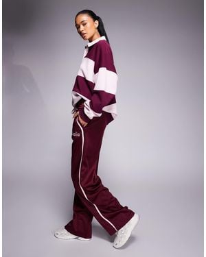 Kaiia Embroidered Logo Side Stripe Wide Leg Tricot jogger Co-ord - Purple