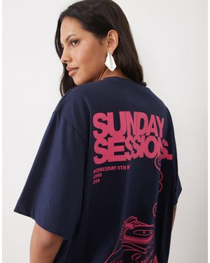 ASOS Oversized T-shirt With Sunday Sessions Graphic - Blue