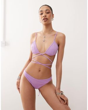 Weekday Wrap Around Triangle Bikini Top - Purple