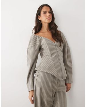 ASOS Zip Front Bonded Corset Tailored Top Co-Ord - Gray