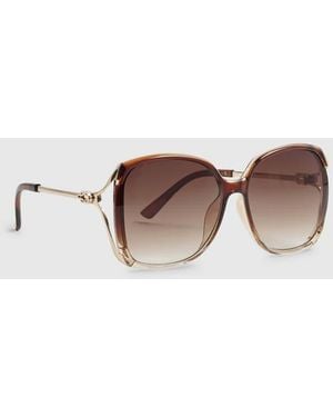 River Island Square Cut Out Sunglasses - Brown