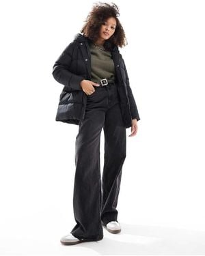 Threadbare Mid Length Puffer Jacket - Blue