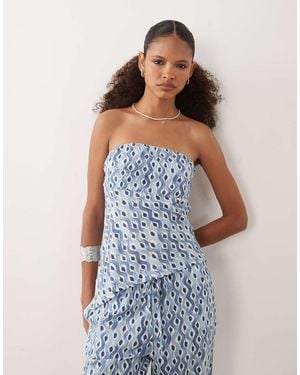 Mango Teen Off Shoulder Asymmetric Hem Top - Blue