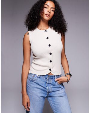 River Island – geripptes oberteil - Blau