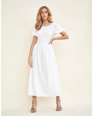 Glamorous Lace Up Back Midi Dress - Natural