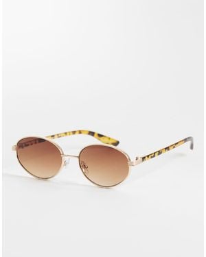 New Look Metal Oval Sunglasses - Natural
