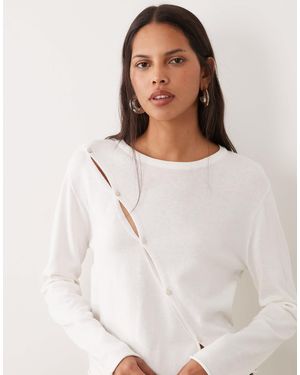 Mango Teen Asymmetric Button Detailing Cardigan - White