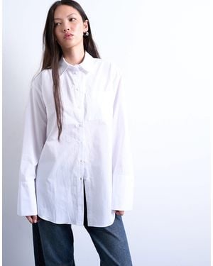TOPSHOP Cinched Oversized Poplin Shirt - White