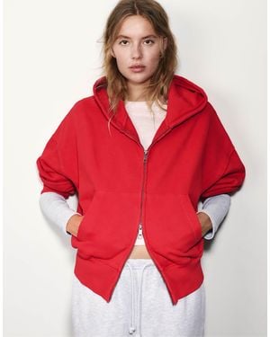 Pull&Bear Sweat à capuche zippé - Rouge
