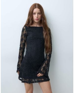 Only Petite Robe courte en dentelle à manches longues e - Bleu