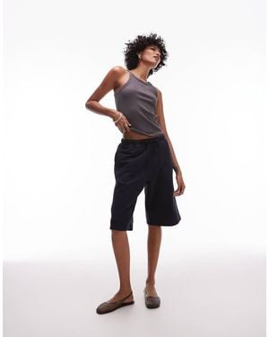 ARKET Pantalones Cortos Estilo Bermudas Con Cordón Ajustable De Punto Liso De -Azul Marino - Negro