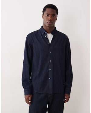 ARKET Denim Chambray Shirt With Button Collar - Blue