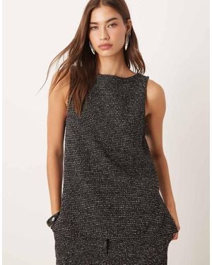 Vila Sleeveless Textured Glitter Top Co-ord - Black