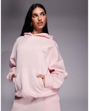 Kaiia Studio Embossed Back Logo Oversized Hoodie Co-Ord - Pink