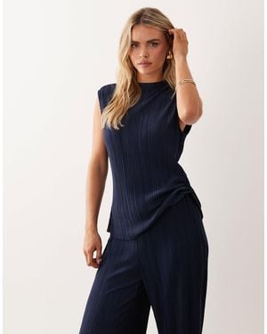 Vila Plisse Sleeveless Top - Blue