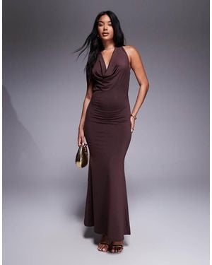 New Look Halter Cowl Neck Maxi Dress - Purple