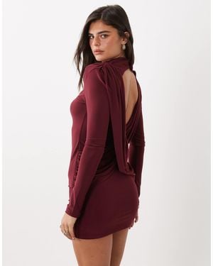ASOS Bodycon-minikleid mit schulterträgern und fließendem rückendetail - Rot