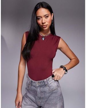 ASOS Body Ceñido Sin Mangas Con Hombros Anchos De Poliamida De -Rojo