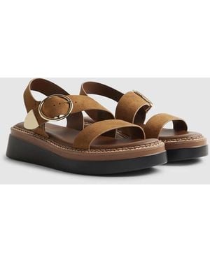 River Island Two Part Ring Buckle Flatform Sandals - Brown