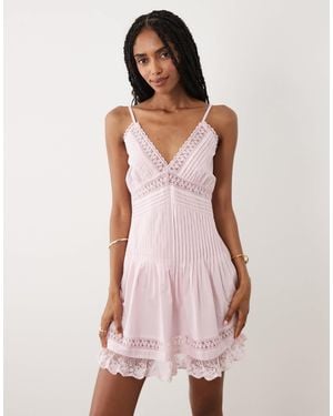 Miss Selfridge Cami Lace Detail Mini Dress - Pink