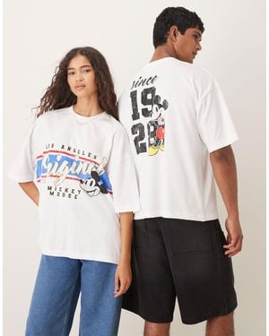 ASOS Unisex Oversize T-shirt With Mickey Mouse Print - White