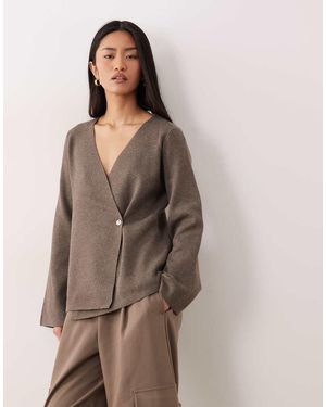 Jdy Button Detail Structured Cardigan - Brown