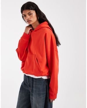ASOS Boxy Brushback Hoodie - Red