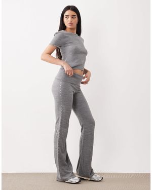 Mango Studis Knitted Fold Over Trouser With Studs Co-Ord - White