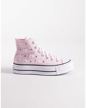 Converse Chuck Taylor All Star Lift Hi Platform Sneakers With Bow And Stud Detailing - Pink