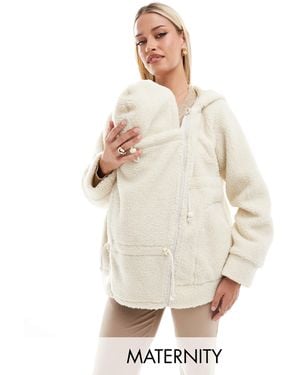 Mama.licious Mamalicious Maternity 3-In-1 Teddy Jacket With Removable Front - Natural