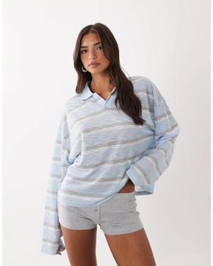 Lioness Rebels Contrast Collar Detail Wide Sleeve Oversized Top - White