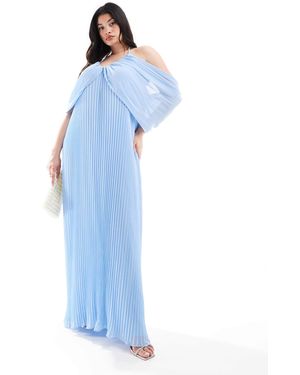 Tfnc Plus Tfnc bridesmaids plus – schulterfreies, plissiertes brautjungfernkleid aus chiffon - Blau