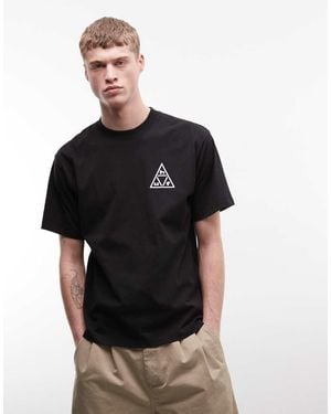 Huf Essentials Logo T-Shirt With Back Print - Black