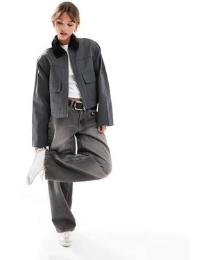 ASOS Cropped Pocket Canvas Jacket - Grey