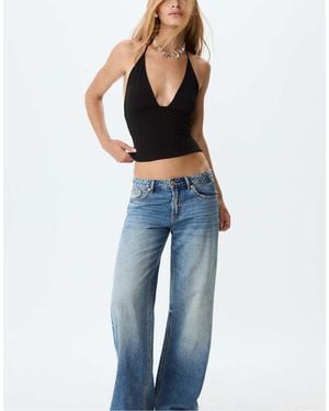 Stradivarius D91 Low Wide-Leg Jeans - Blue