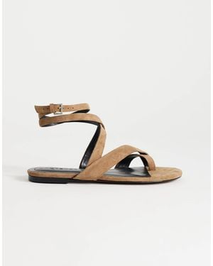 TOPSHOP Erika Real Suede Flat Sandal - Metallic