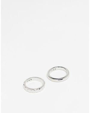 Icon Brand Hex Band Ring Set - White