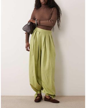 ASOS Tie Detail Soft Barrel Striped Trouser - Green