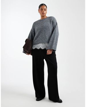 Vero Moda Tie Waist Jersey Wide Leg Trouser - Grey