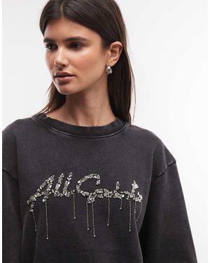 AllSaints Felpa Nera Con Logo Decorato Pippa - Nero