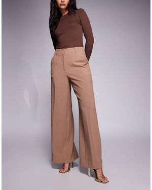 Forever New High Waisted Wide Leg Tailored Trousers - Brown