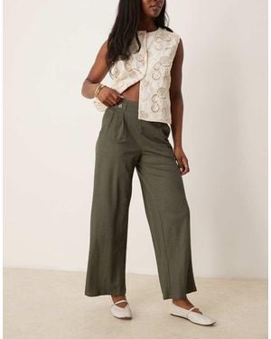 Jdy High Waisted Crop Wide Fit Trousers - Natural