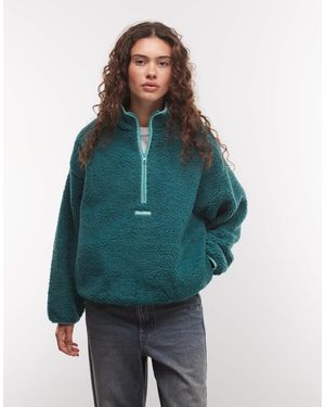 Collusion 1/4 Zip Fleece Borg Jacket - Green