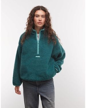 Collusion Fleece-borg-jacke mit 1/4-reißverschluss - Grün