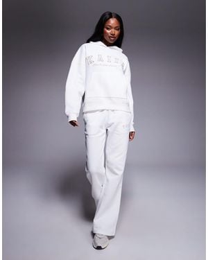 Kaiia Embroidered Logo Oversized Hoodie Co-ord - White