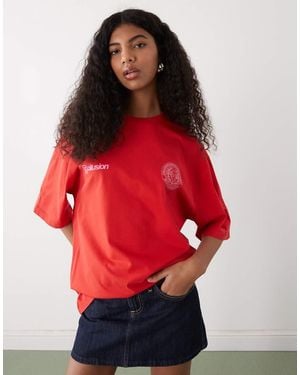 Collusion Oversized Logo Graphic Tee - Red