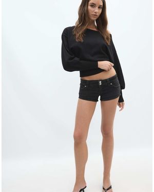 Stradivarius Strickpullover mit asymmetrischem geripptem saum - Schwarz