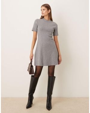 Mango Short Sleeve Fit And Flare Mini Dress - Natural
