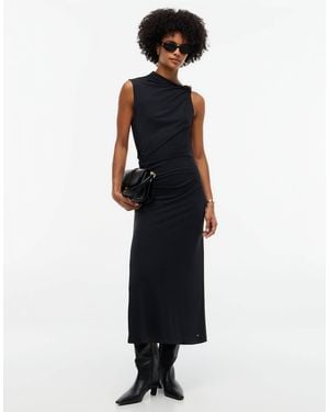 Tommy Hilfiger Twist gerafftes, schmal geschnittenes, ärmelloses maxikleid - Schwarz