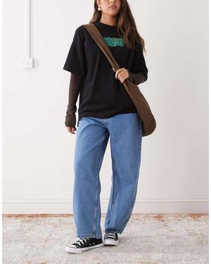 Reclaimed Vintage Barrel Leg Denim Jean With Seam Details - Blue